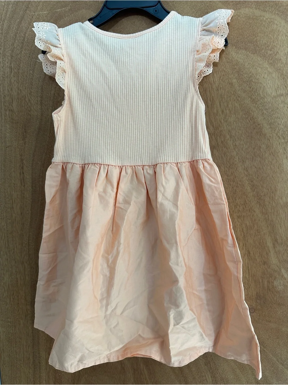 Old Navy Peach Ribbed Bodice Dress with Eyelet Ruffle Sleeves